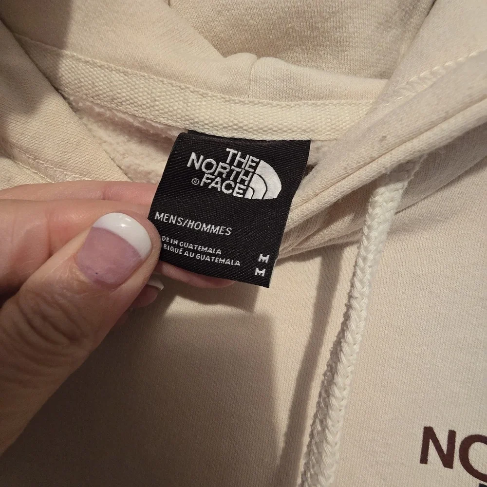 The North Face Hoodie Mens MED Cream Brown Never Stop Exploring Outdoor Pocket